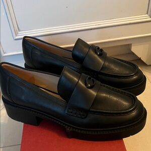 Coach Black Leather platform loafers